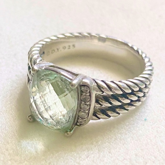 David Yurman Petite Wheaton Prasiolite & Diamond Ring - Picture 4 of 13